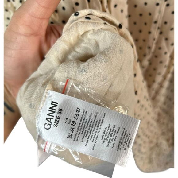 Ganni Revolve Printed Georgette Mini Dress polka Dot Size EU 36 US NWOT - Picture 9 of 9